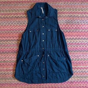 FREE PEOPLE TOO FAR SLEEVELESS UTILITY TUNIC VEST TOP